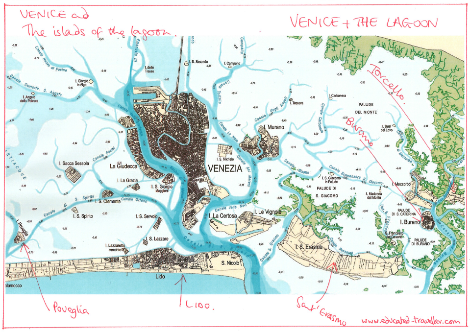 Venetian Lagoon - showing channels, islands