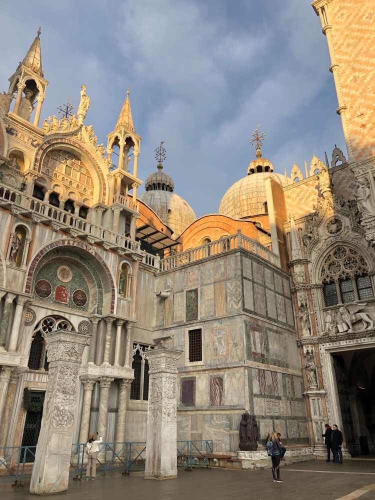 St Mark's Basilica, Venice, elaborate, marble encrusted facade.